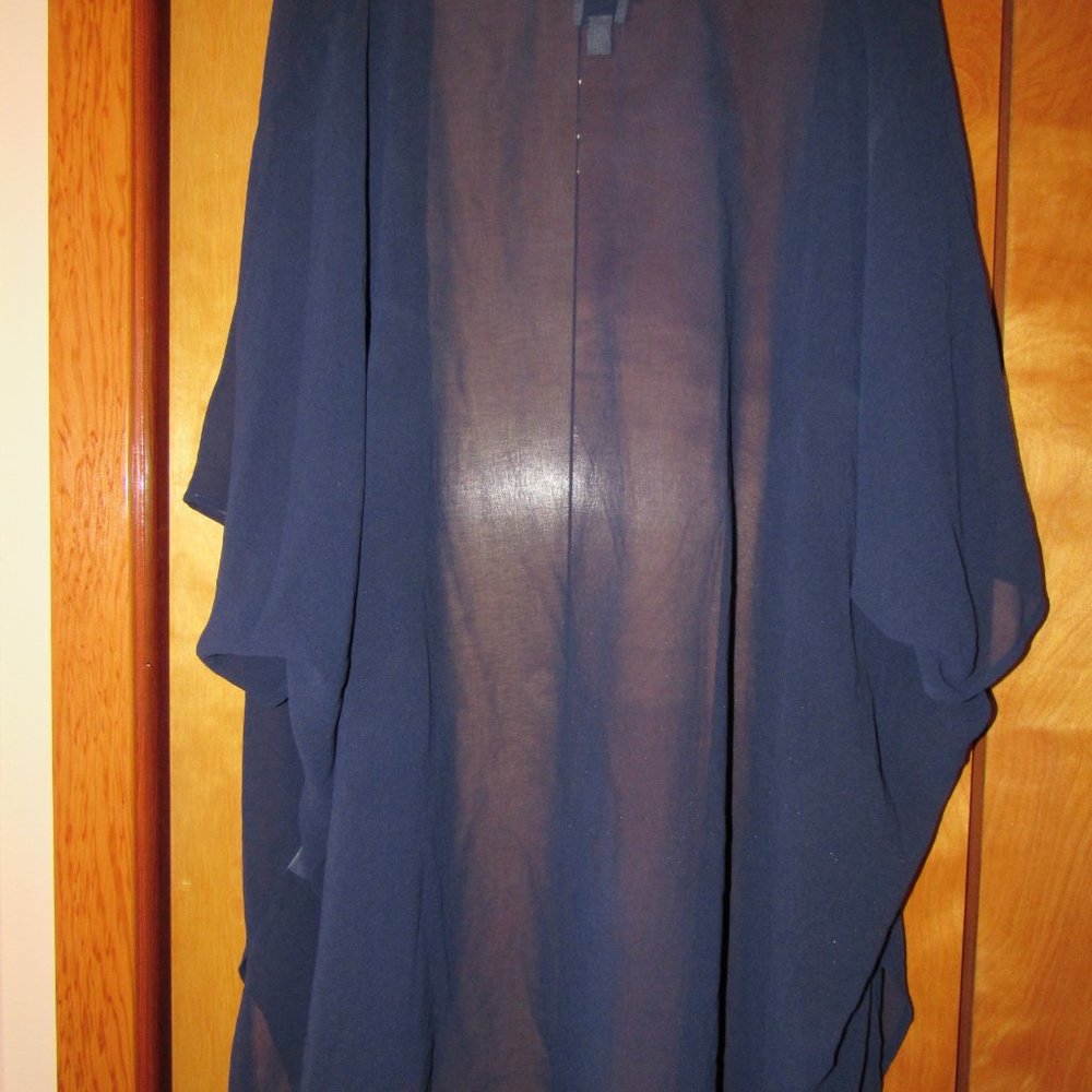 Halogen Navy Blue Swim Cover Up and Navy and White Floppy Hat